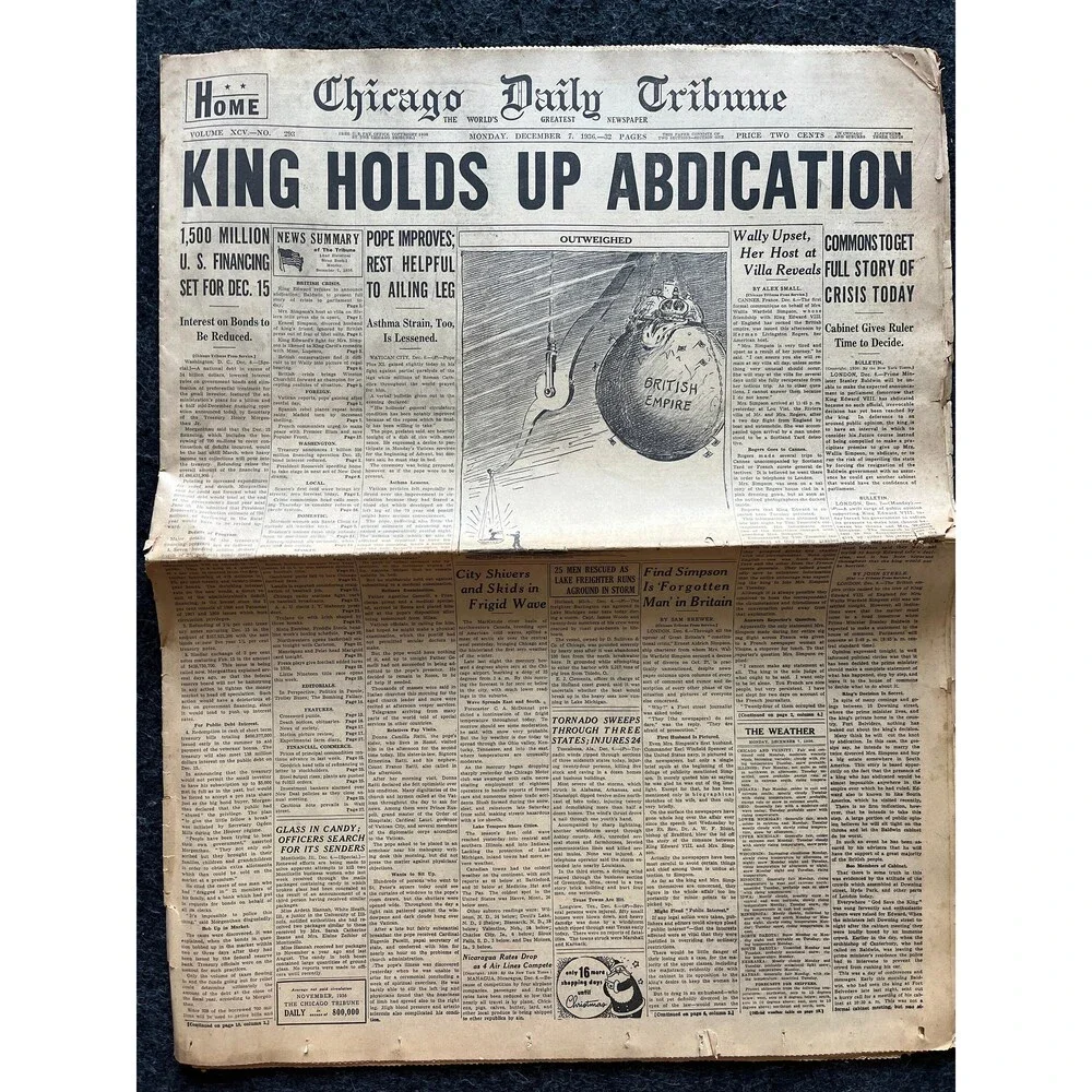 1936 Kind Edward Abdicates Crown King Wally - British Monarchy, UK Politics, Qu
